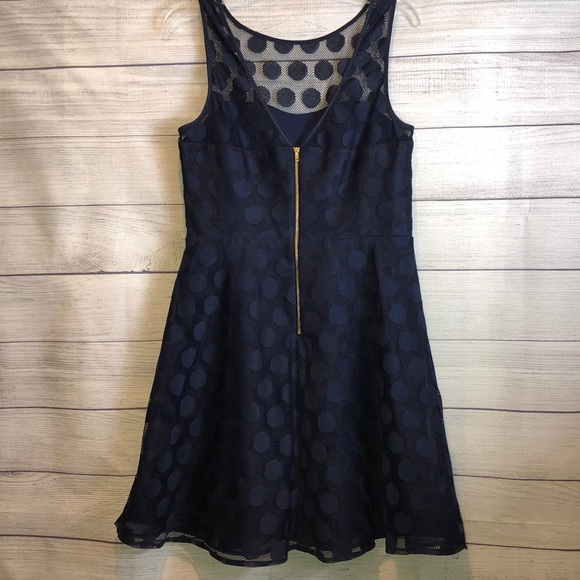 Betsey Johnson Navy Polka Dot Cocktail Dress - Picture 3 of 6